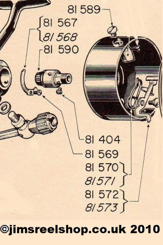 81569 NEW Mitchell Anti-inertia brake Screw for Mitchell models 306, 306A, 306 PRO, 306 PRO PUM, 306S, 307, 307A, 307S,406, 407, 906 & 907 models.